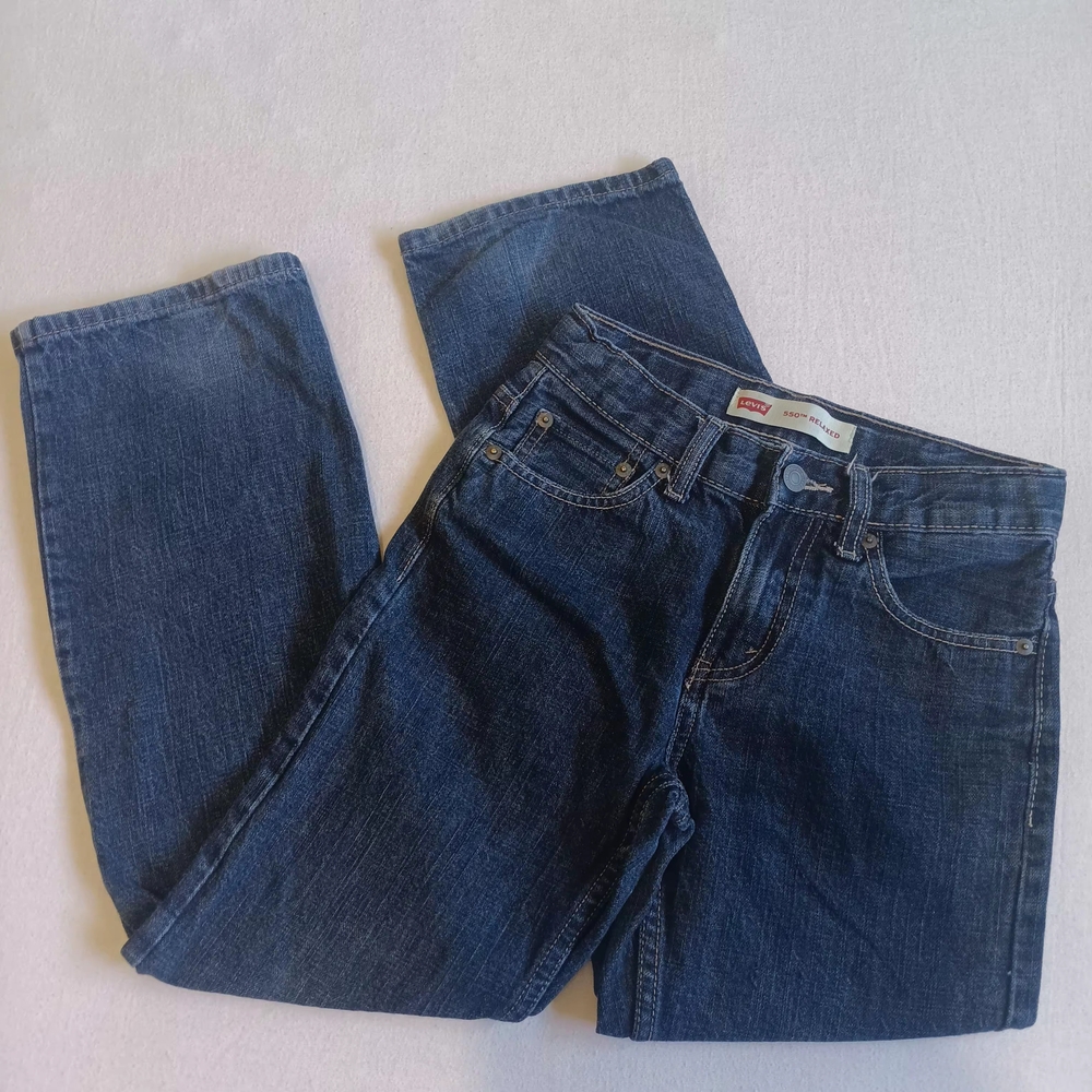 Levi's 550 Kids Relaxed Fit Blue Jeans Size 12 Slim Medium Wash Denim Some Wear